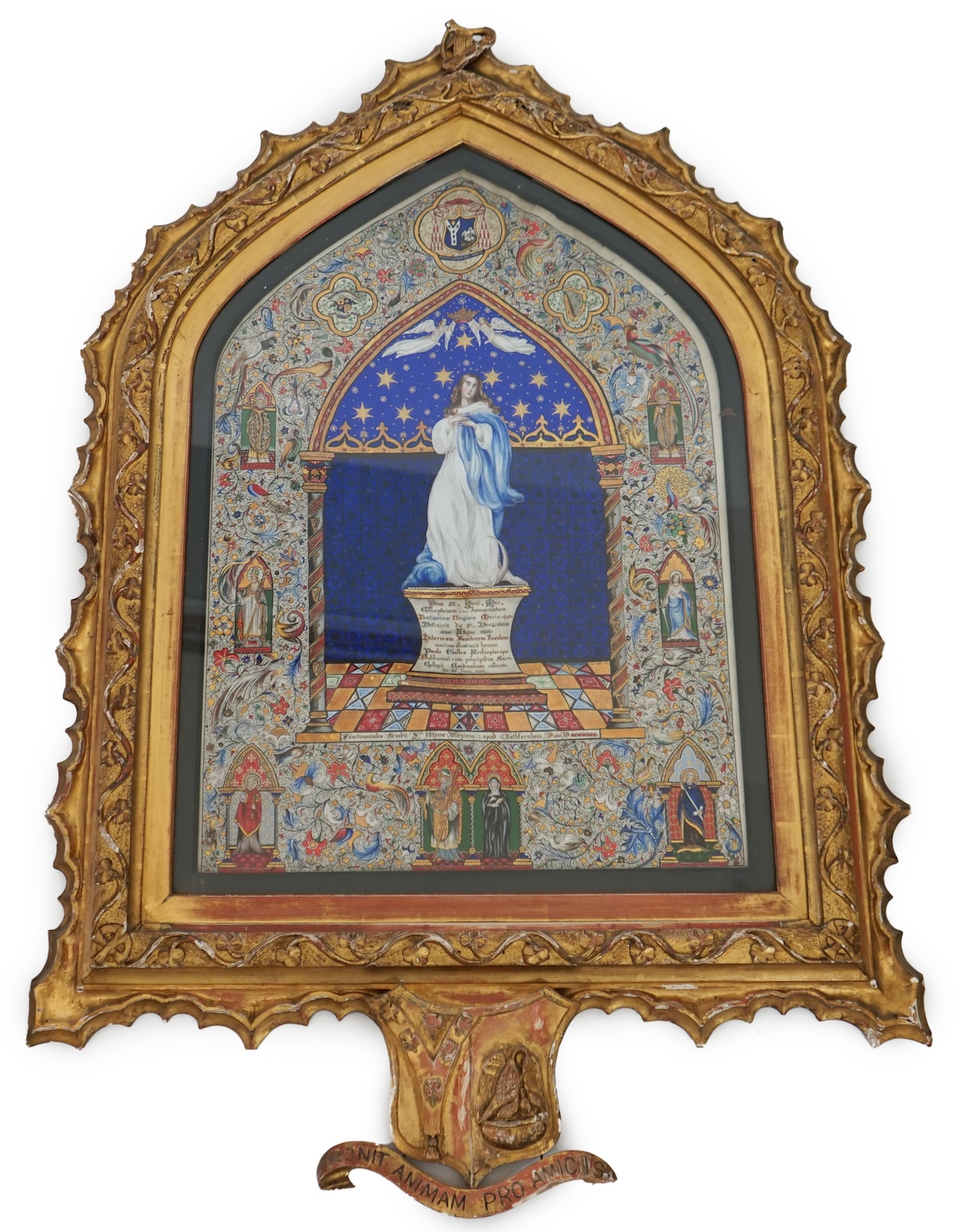 Irish Roman Catholic Interest. A 19th Century Italian illumination presented by Pope Pius IX to Ireland's first Cardinal, Paul Cullen, Archbishop of Dublin, to commemorate the definition of the dogma of the Immaculate Co